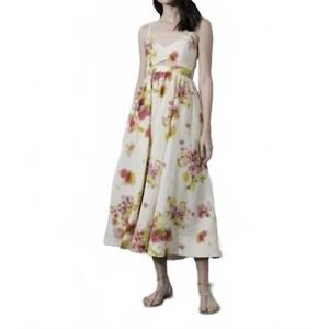 NEW KARINA GRIMALDI greta v neck midi dress in black